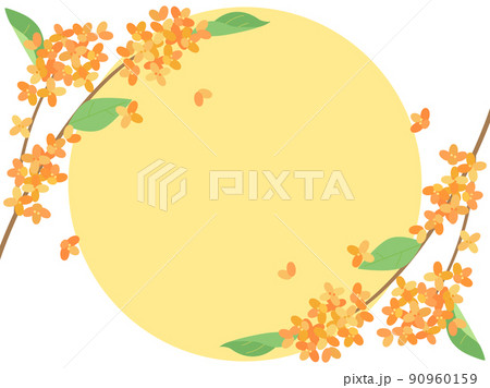 金木犀を装飾した秋のフレームのカードのイラスト素材