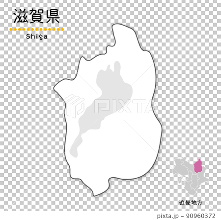 Simplified cute map of Shiga prefecture, region and location 90960372