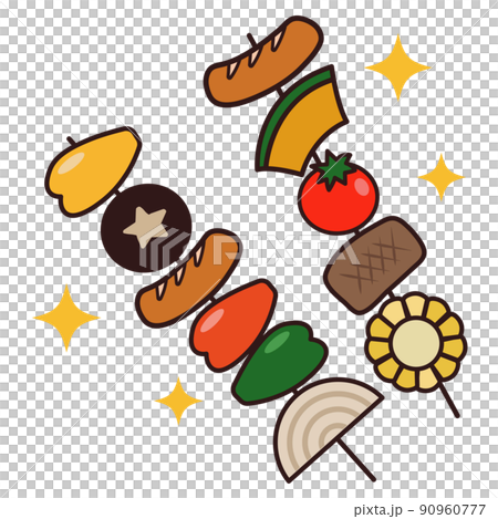 キラキラ光る串焼きのイラスト キラキラ光る串焼きのイラスト 90960777