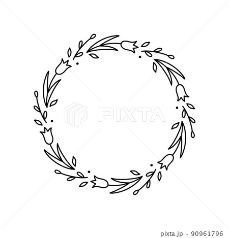 Spring floral wreath isolated on white background 90961796