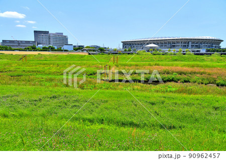 亀甲橋/鶴見川付近より新横浜公園、横浜労災病院方面を望む(神奈川県横浜市)【2022.5】 亀甲橋/鶴見川付近より新横浜公園、横浜労災病院方面を望む(神奈川県横浜市)【2022.5】 90962457