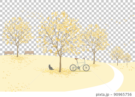 晩秋の公園のイラスト 90965756