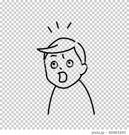 一個男人對某事感到驚訝的插圖（白色背景、矢量、剪報） 90965895