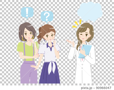 Female doctors explaining young women who talk about their worries 90966047