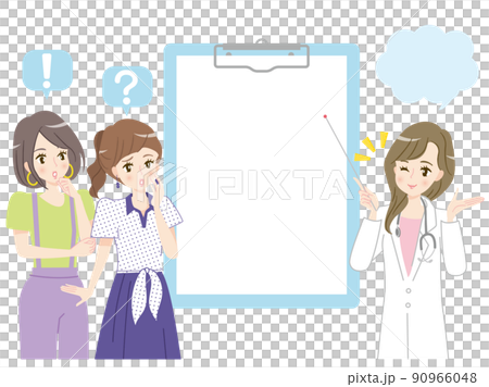 A female doctor who explains while looking at a medical record with young women who consult with their worries 90966048