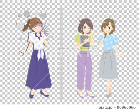 誹謗的女人和震驚的女人的插圖 90966060