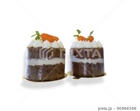 double carrot cake isolated on white background double carrot cake isolated on white background 90966566