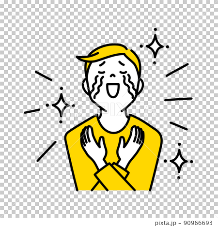 Illustration of a man crying with excitement (white background, vector, clipping) 90966693