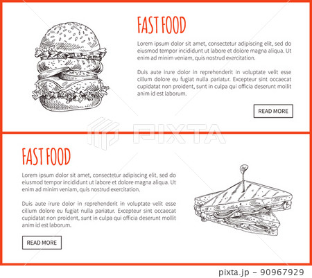 Fast Food Sandwich and Hamburger Tasty Appetizer 90967929