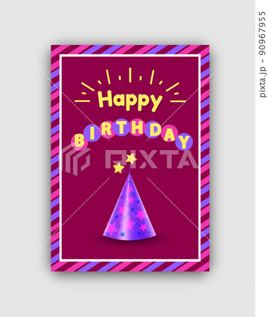 Happy Birthday Postcard with Festive Cone Hat 90967955