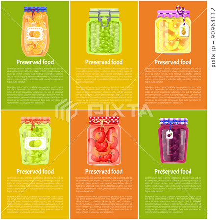 Preserved Fruit and Vegetables Set Vector Icon 90968112