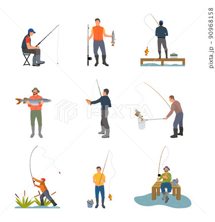 Fishing Hobby Activity Set Vector Illustration 90968158