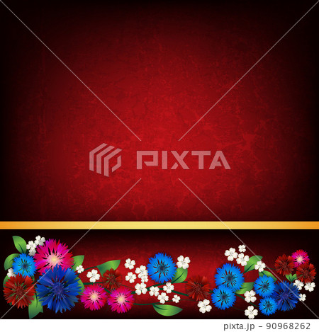 floral ornament width cornflowers on white background 90968262