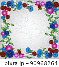 floral ornament width cornflowers on white background 90968264