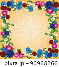 floral ornament width cornflowers on yellow background 90968266