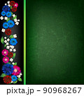 green floral ornament width cornflowers on black background 90968267