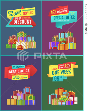 Exclusive Product Discount Set Vector Illustration 90968825
