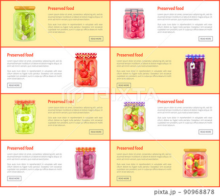 Preserved Food Set of Posters Vector Illustration 90968878