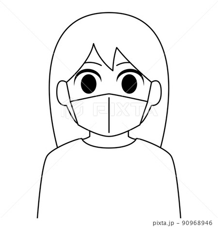 マスクをしている女性のイラスト マスクをしている女性のイラスト 90968946