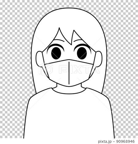 マスクをしている女性のイラスト マスクをしている女性のイラスト 90968946
