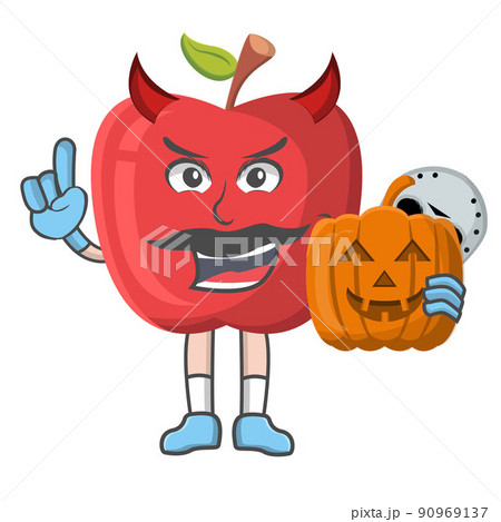 Apple Halloween design character, design vector illustrator, character design on white background. Apple Halloween design character, design vector illustrator, character design on white background. 90969137