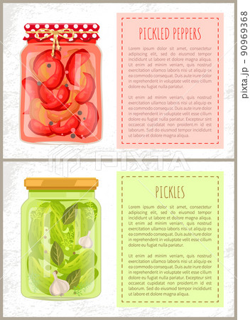 Pickled Peppers Cucumbers Set Vector Illustration 90969368