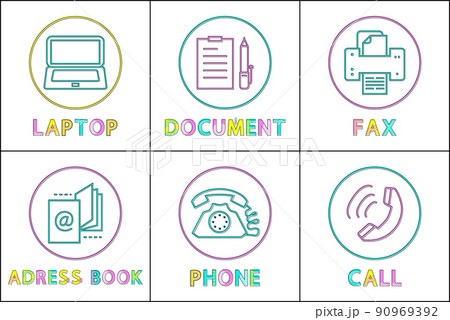 Laptop and Document Icons Set Vector Illustration 90969392