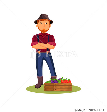 Farmer and harvest, vector icon or clipart. 90971131