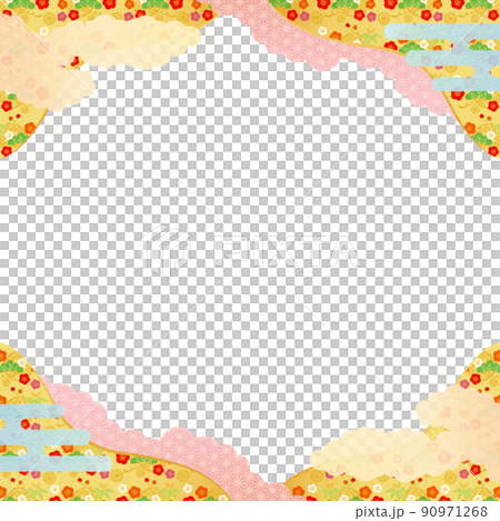 背景素材-和柄松竹梅2022-6白 90971268