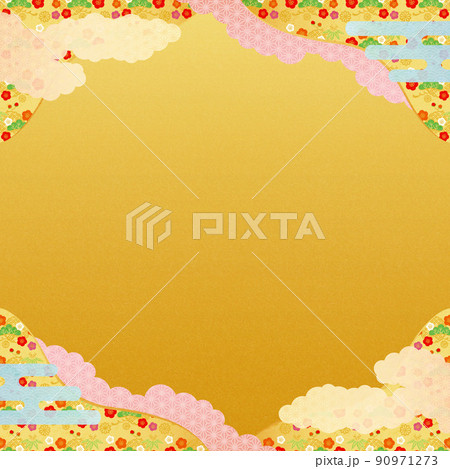背景素材-和柄松竹梅2022-6金 背景素材-和柄松竹梅2022-6金 90971273