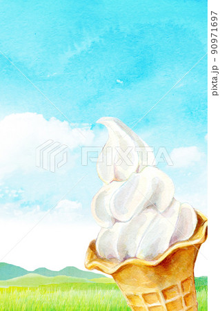 ソフトクリーム 背景素材 水彩 ソフトクリーム 背景素材 水彩 90971697
