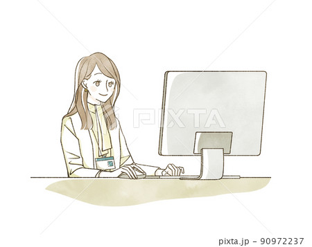 パソコンで仕事をしている女性 90972237