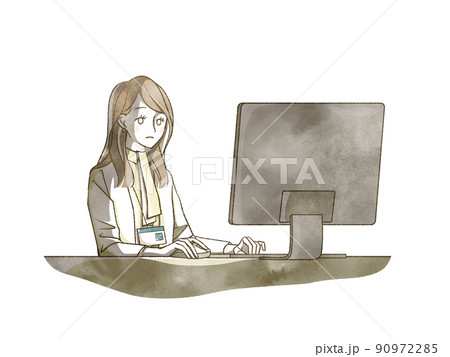 無心で仕事をする女性 90972285