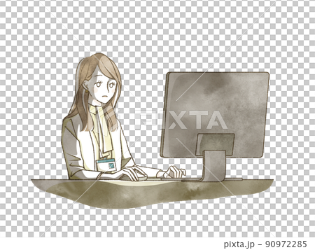 無心で仕事をする女性 90972285