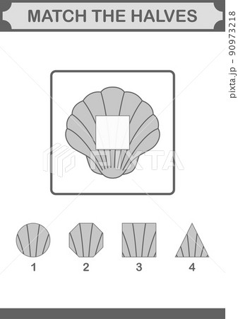 Match halves of Seashell. Worksheet for kids 90973218