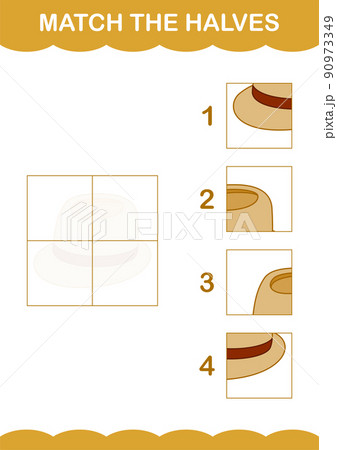 Match halves of Fedora Hat. Worksheet for kids Match halves of Fedora Hat. Worksheet for kids 90973349