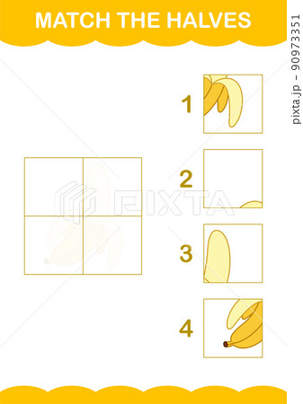 Match halves of Banana. Worksheet for kids 90973351