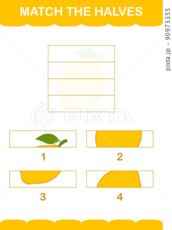 Match halves of Lemon. Worksheet for kids Match halves of Lemon. Worksheet for kids 90973355