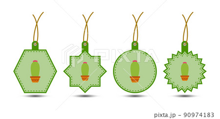Set of Cactus tags with cord 90974183