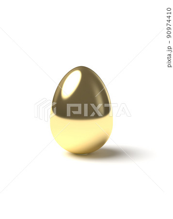 直立する黄金の卵　3Dイラストレーション 縦 90974410