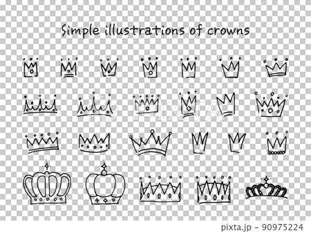 視線の王冠　ペン画 ラフな手描きの王冠イラストのイラスト素材 [90975224] - PIXTA