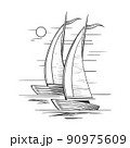 Two yacht floats in the ocean vector illustration 90975609