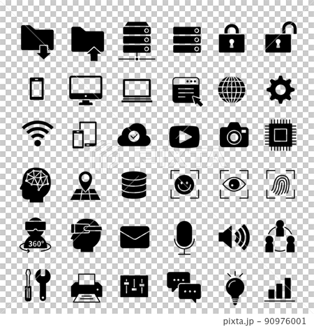 Technology (network) vector illustration icon set material 90976001