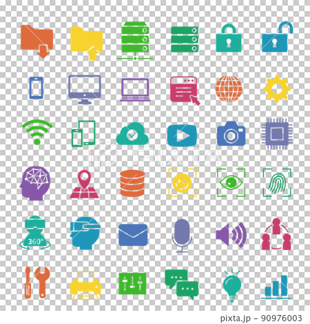 Technology (network) vector illustration icon set material 90976003