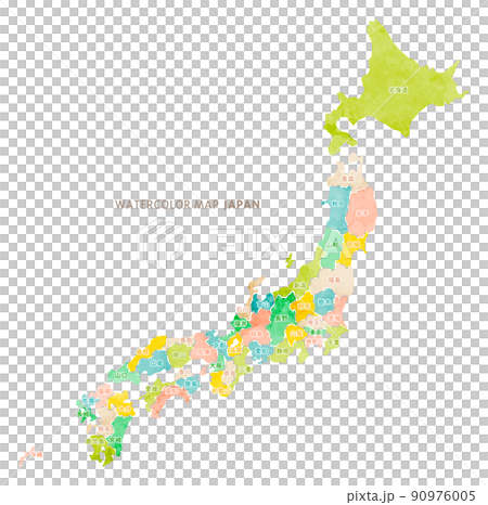 Watercolor-touch Japanese map: Earth color system 90976005