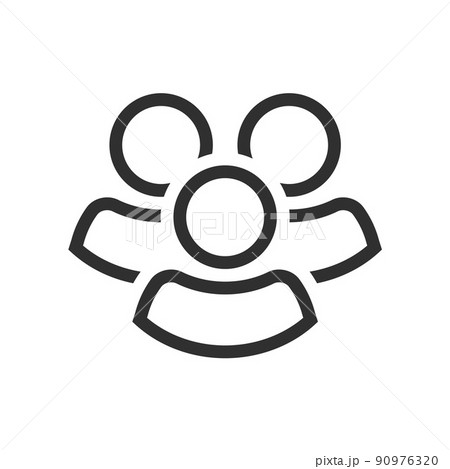 People group icon vector line art or person community pictogram black and white outline stroke linear, staff member employee team union graphic image 90976320