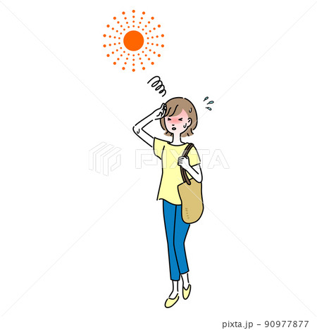 暑そうな女性のイラスト 90977877