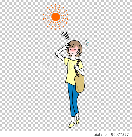 暑そうな女性のイラスト 90977877