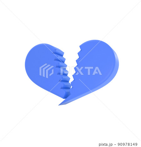 青い割れたハートマークの3DCG 90978149