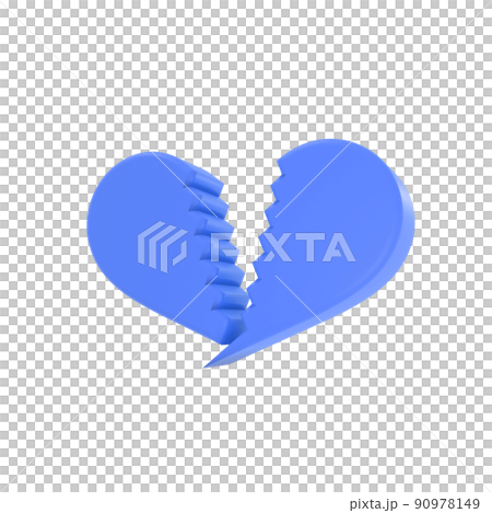 青い割れたハートマークの3DCG 90978149